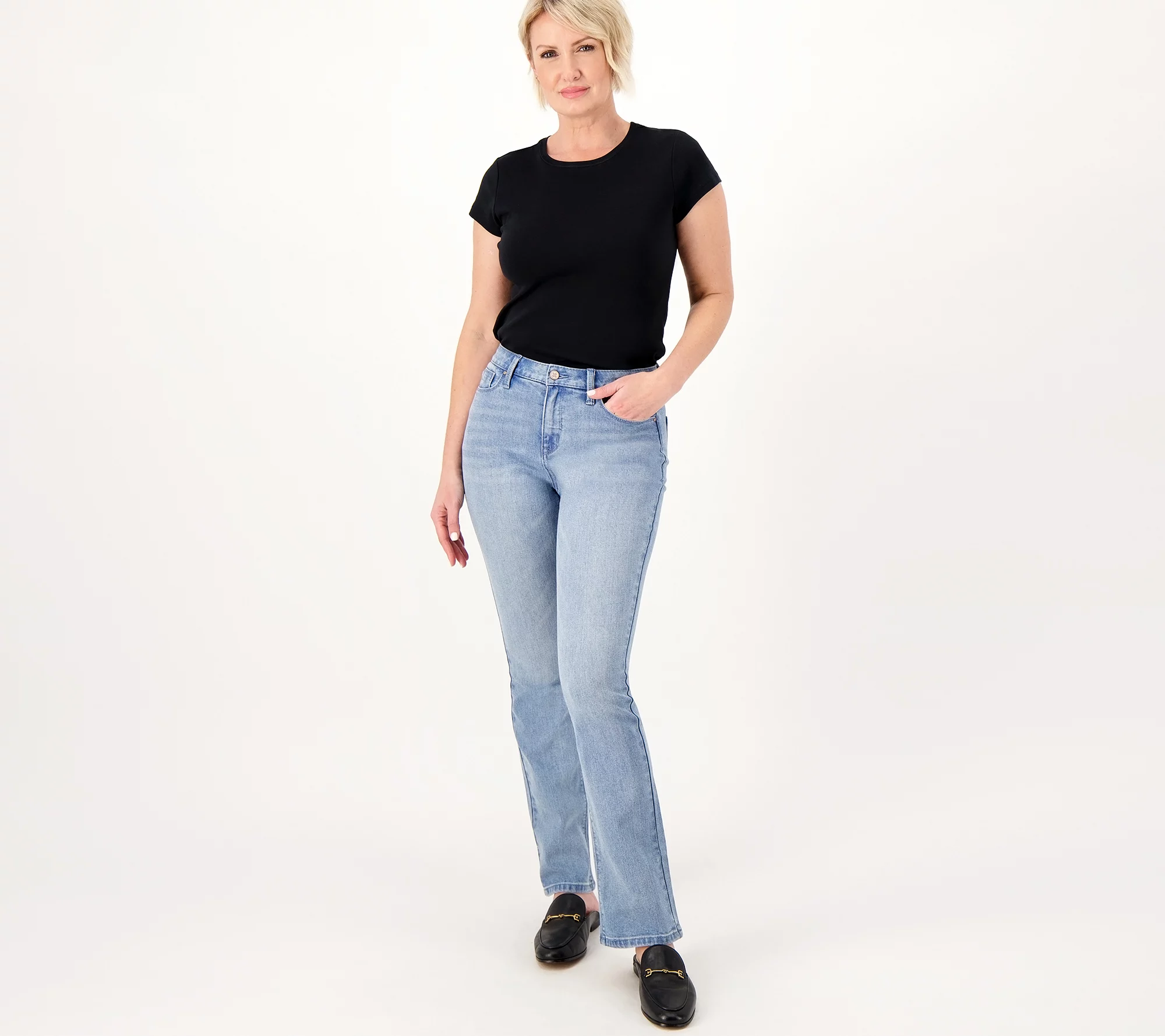 "As Is" Laurie Felt Forever Denim 5 Pocket Relaxed Baby Bell Jeans