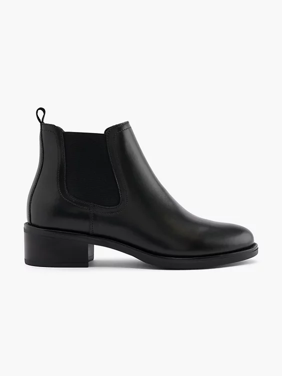 5th Avenue  Black Leather Heeled Chelsea Boot