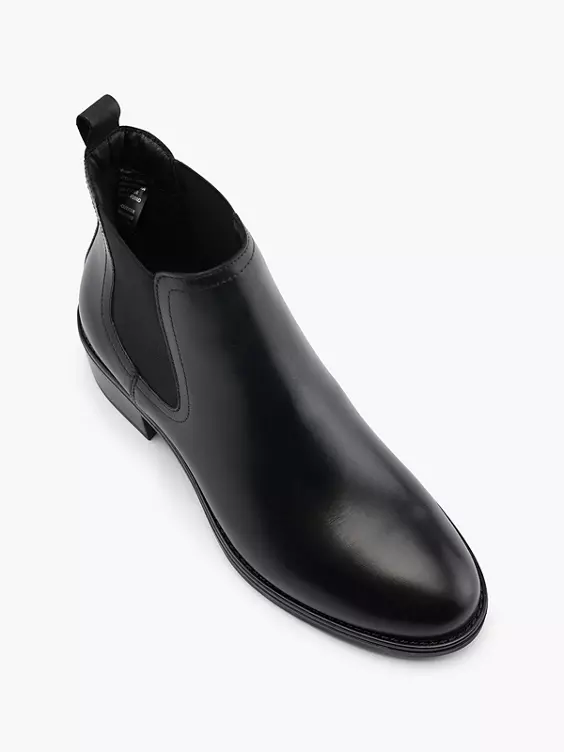 5th Avenue  Black Leather Heeled Chelsea Boot