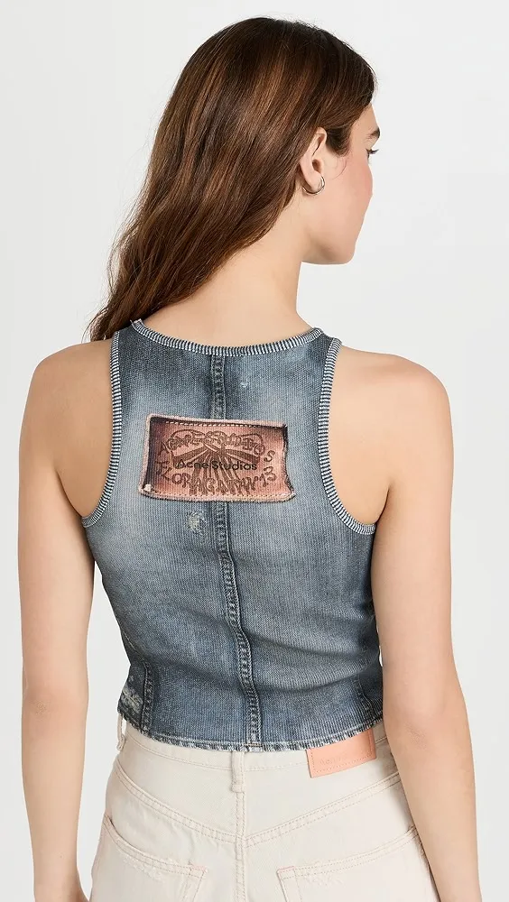 Acne Studios   Elaia Denim Trompe L'oeil Sleeveless Top 