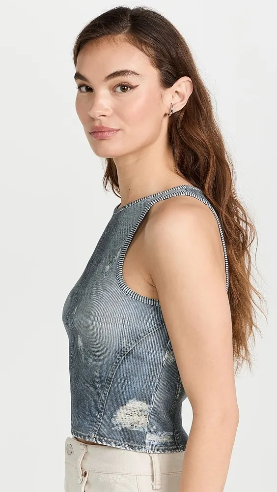 Acne Studios   Elaia Denim Trompe L'oeil Sleeveless Top 