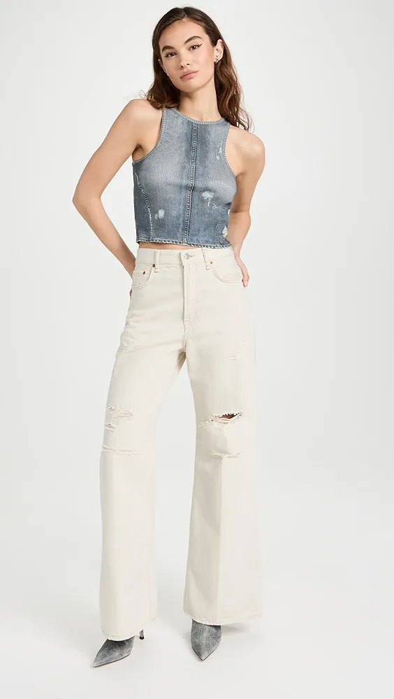 Acne Studios   Elaia Denim Trompe L'oeil Sleeveless Top 