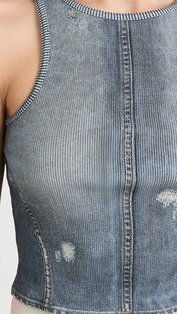 Acne Studios   Elaia Denim Trompe L'oeil Sleeveless Top 