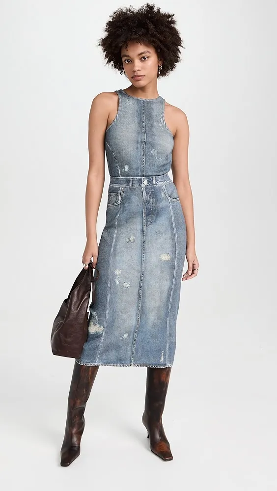 Acne Studios   Elaia Denim Trompe L'oeil Sleeveless Top 