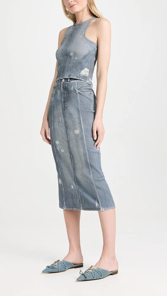 Acne Studios   Elaia Denim Trompe L'oeil Sleeveless Top 