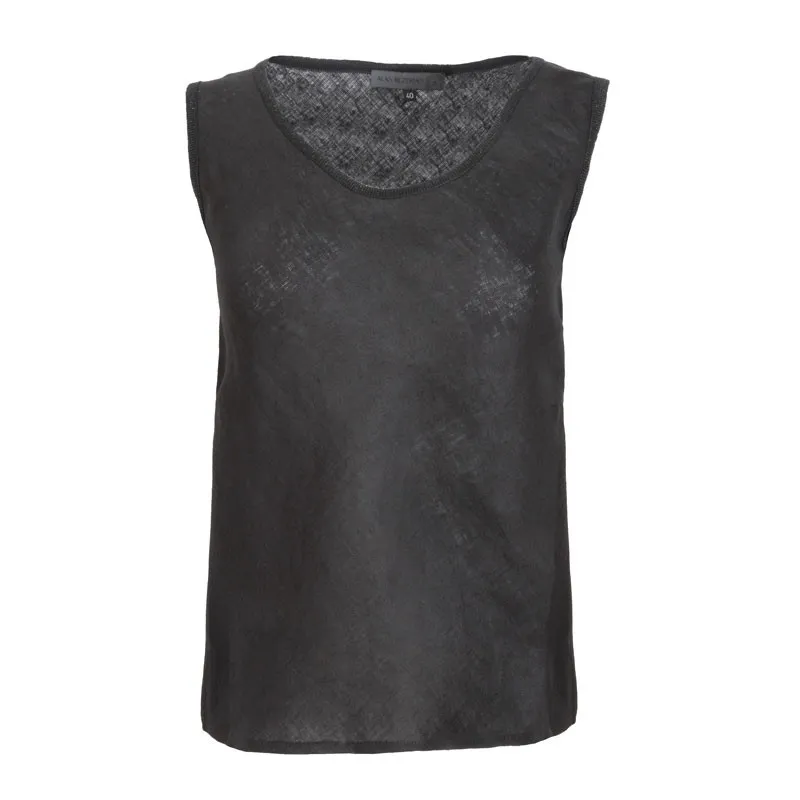 Alan Bilzerian Private Label Linen Trimmed Sleeveless Top