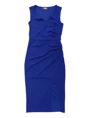 Allegra K- Faux Wrap Slit V Neck Midi Dress