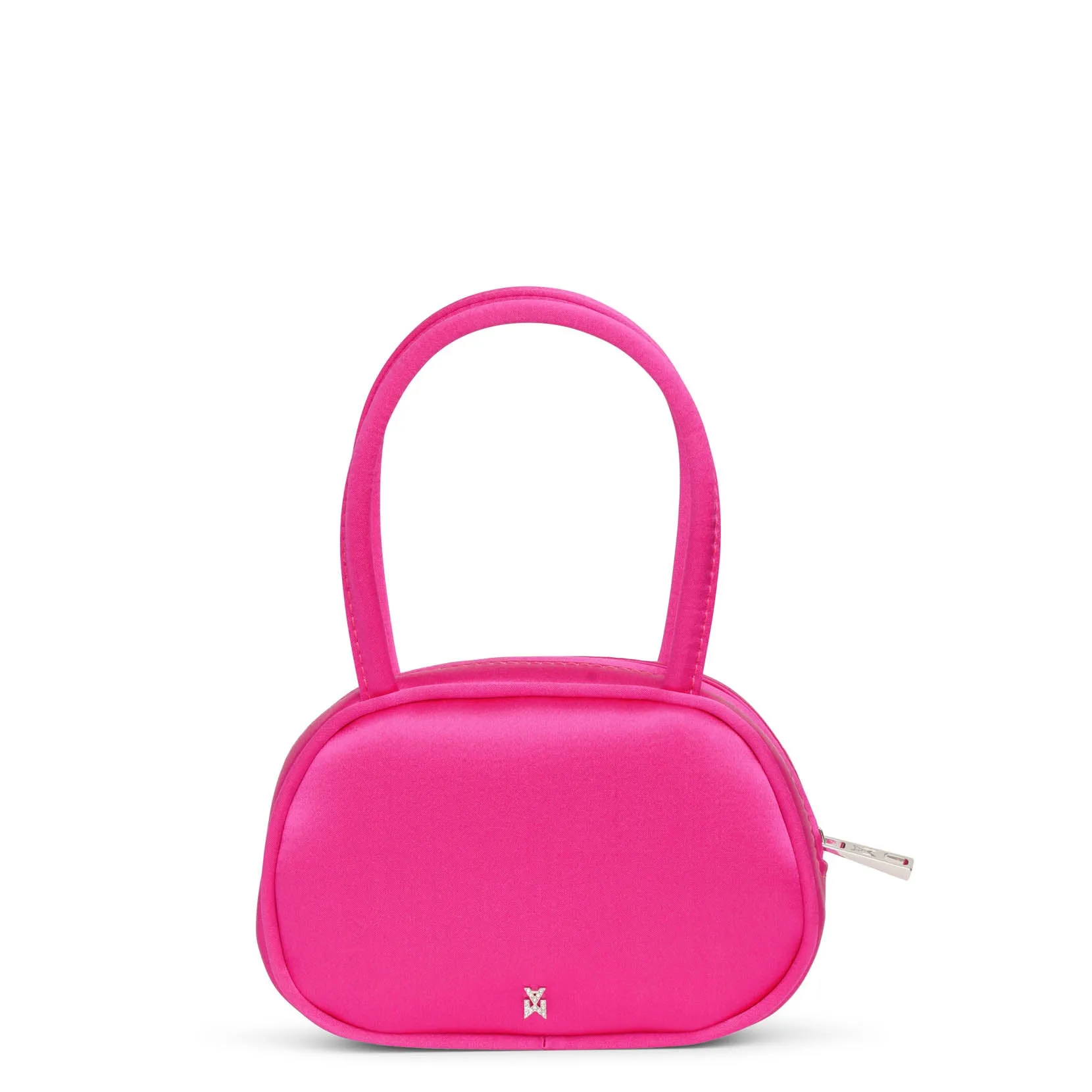 Amina Muaddi Bella pink satin mini tote