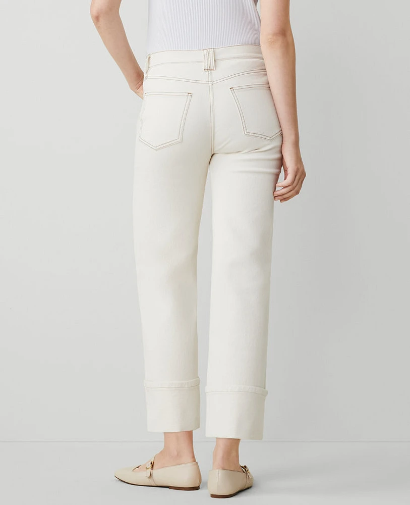 Ann Taylor AT Weekend Mid Rise Boyfriend Jeans Ivory Women's