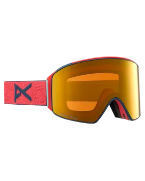 Anon M4 Cylindrical Snow Goggles + Bonus Lens + Mfi Face Mask - Coral/Perceive Sunny Bronze Lens