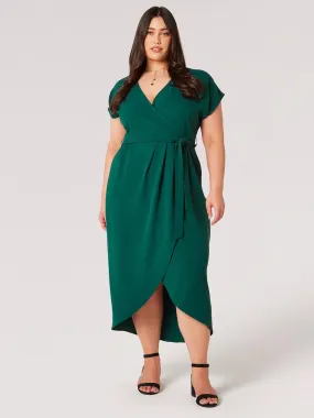 Apricot Curve Textured Wrap Midi Dress