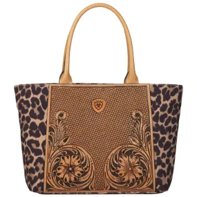 Ariat Women's Leopard Tooled Tote Purse