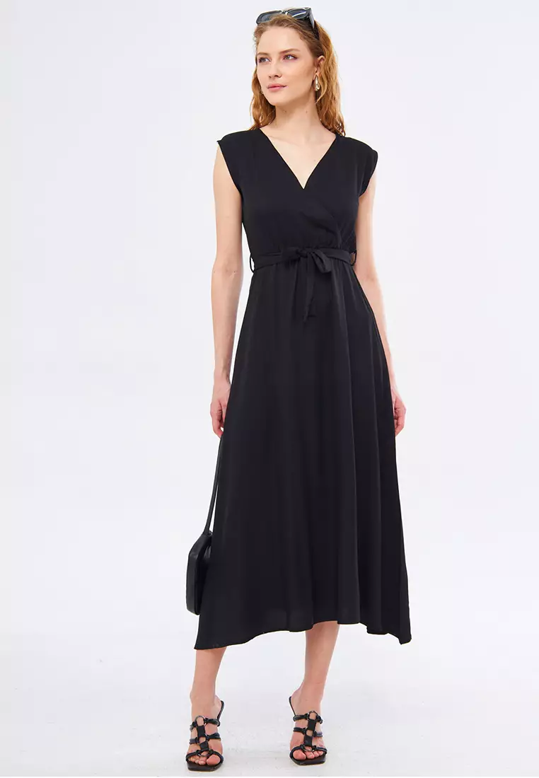 ARMONIKA Waist Tie Wrap Dress