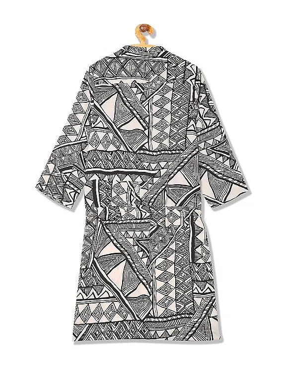 Arrow Woman Regular Fit Printed Faux Wrap Dress