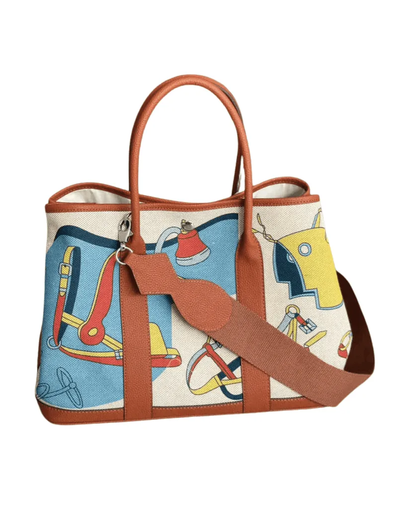 Austin Blaze Small Printed Linen Leather Tote