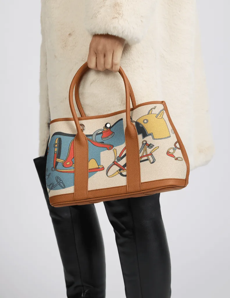 Austin Blaze Small Printed Linen Leather Tote