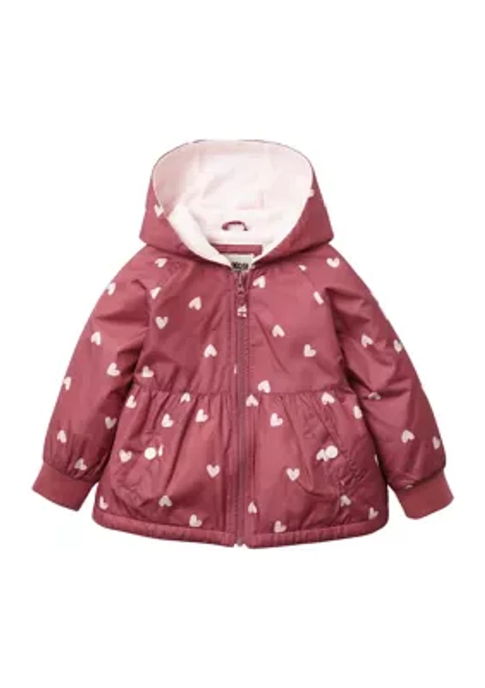 Baby Girls Heart Print Flounce Midweight Jacket