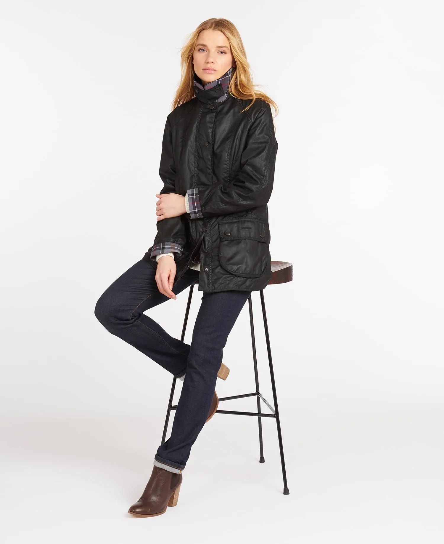 Barbour Classic Beadnell Wax Jacket Black Womens - A One Clothing