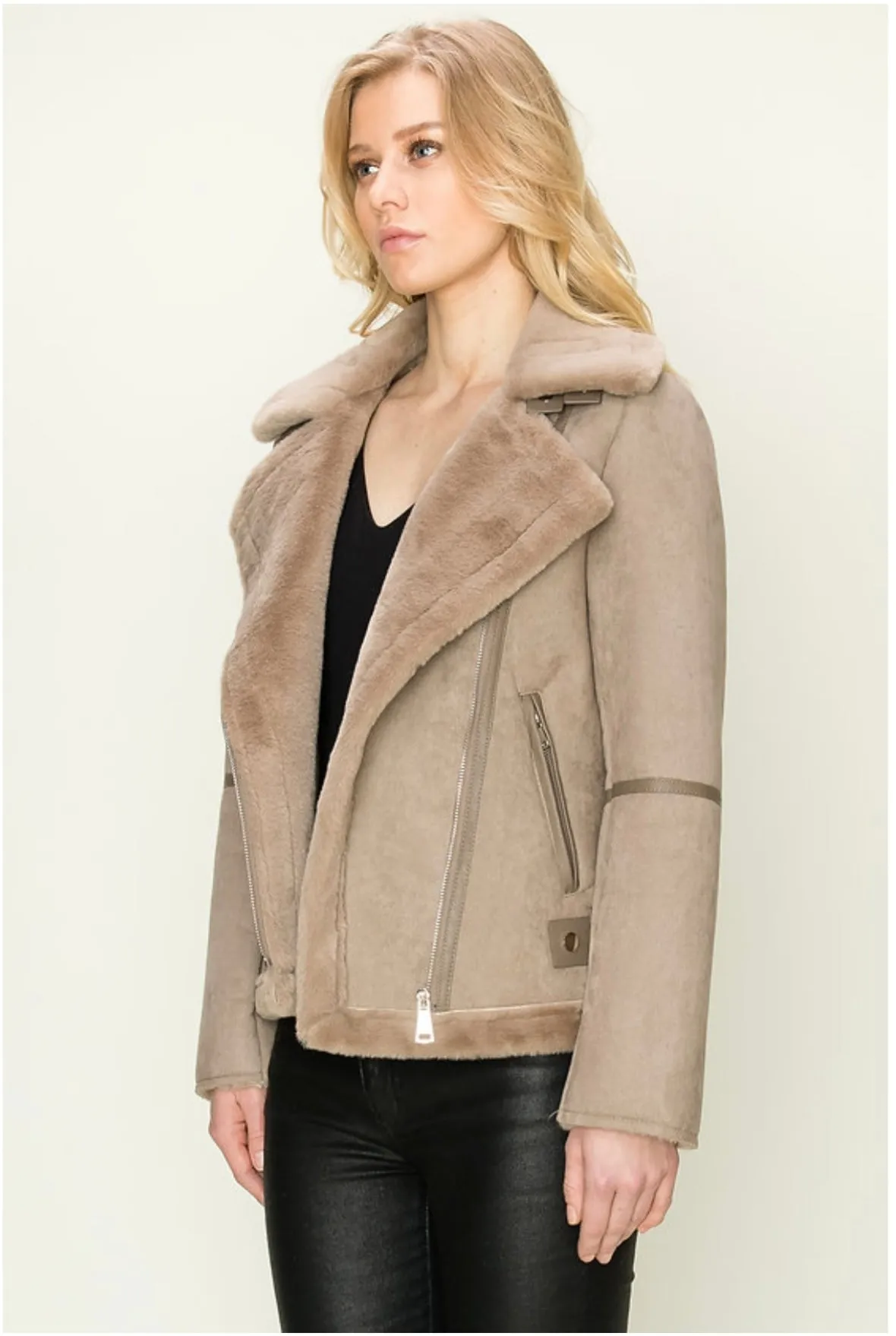 Beck Faux Shearling Moto Jacket