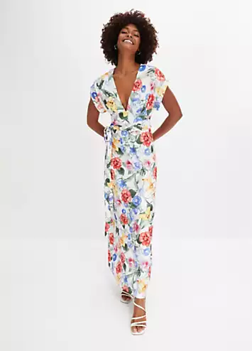 bonprix Floral Print Wrap Maxi Dress