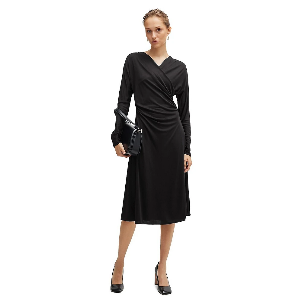 BOSS Ettita Long-Sleeve Wrap Jersey Dress