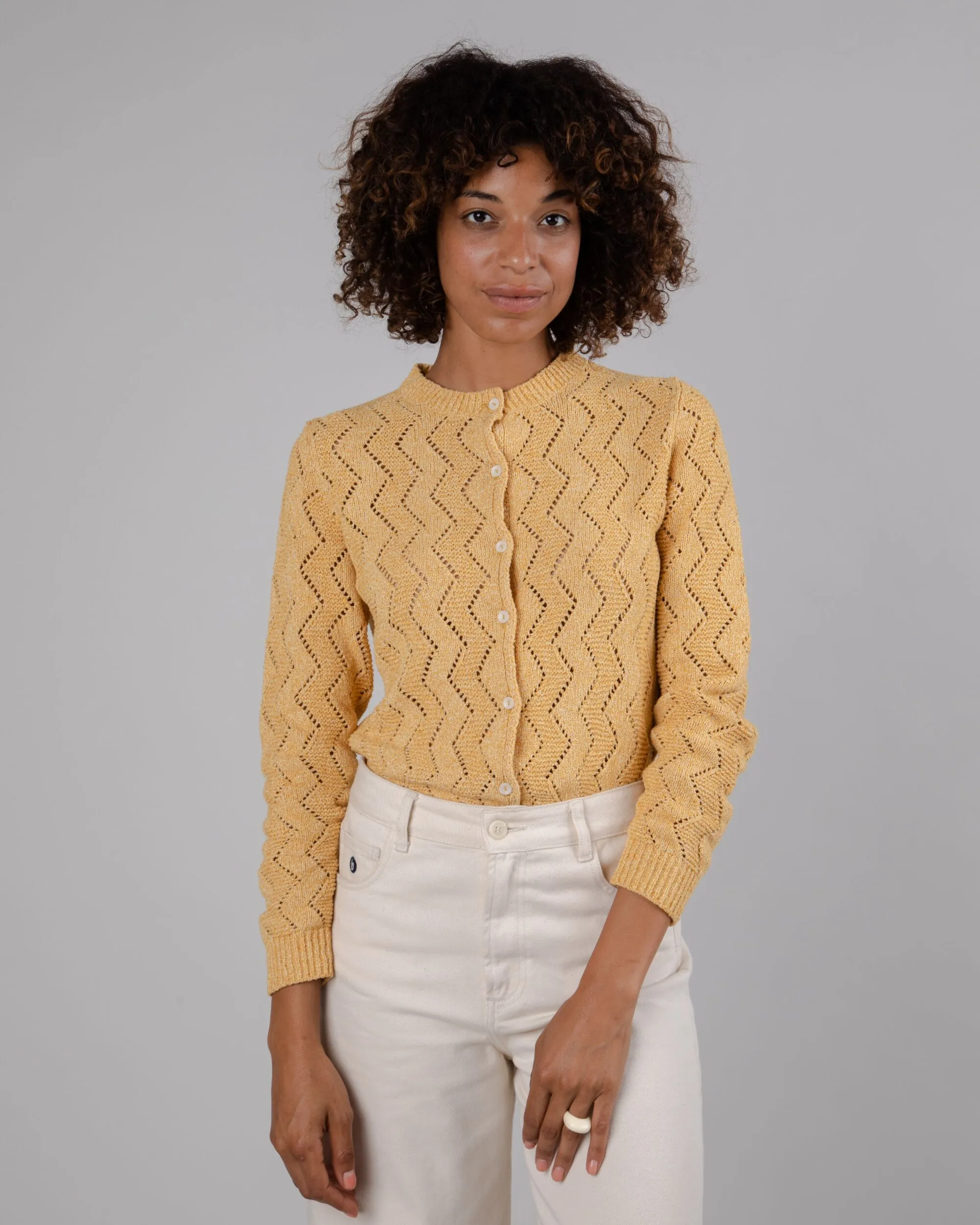 Brava Fabrics Holeknit Knitted Jacket Yelow - 63% Recycled Polyester 27% Organic Cotton