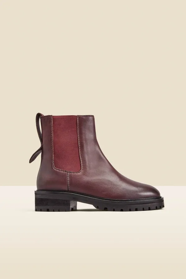 Burgundy Chunky Sole Leather Chelsea Boot