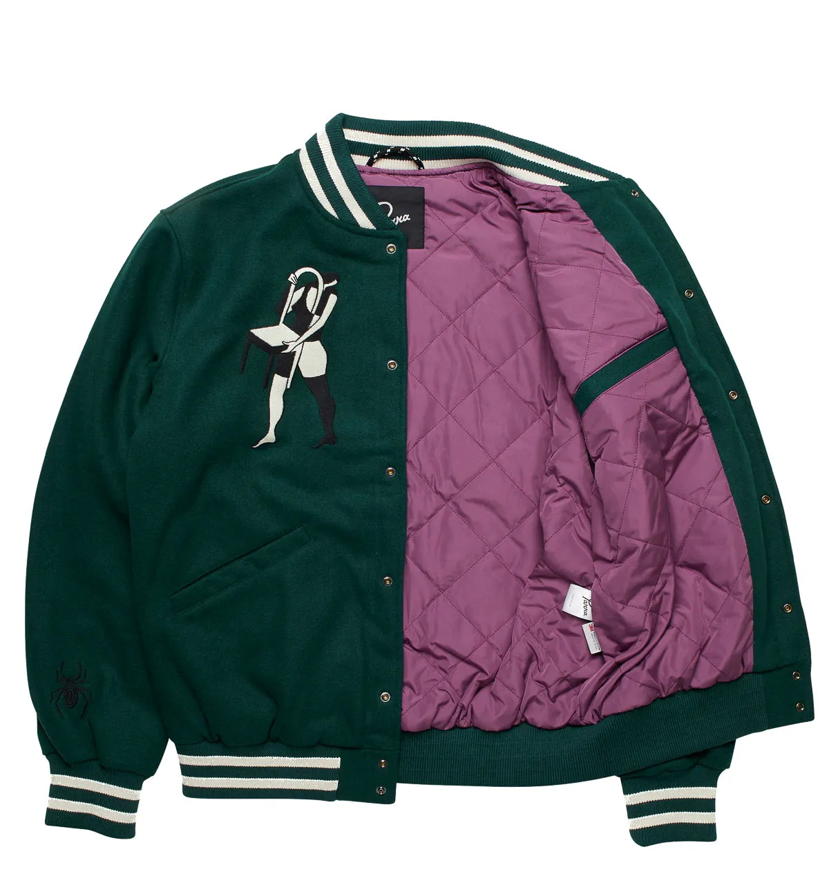 by Parra Cloudy Star Varsity Jacket 'Pine Green'