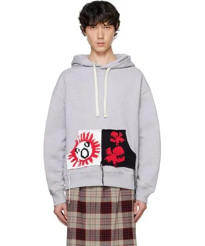 Charles Jeffrey Loverboy Gray Patch Rabbit Ears Hoodie