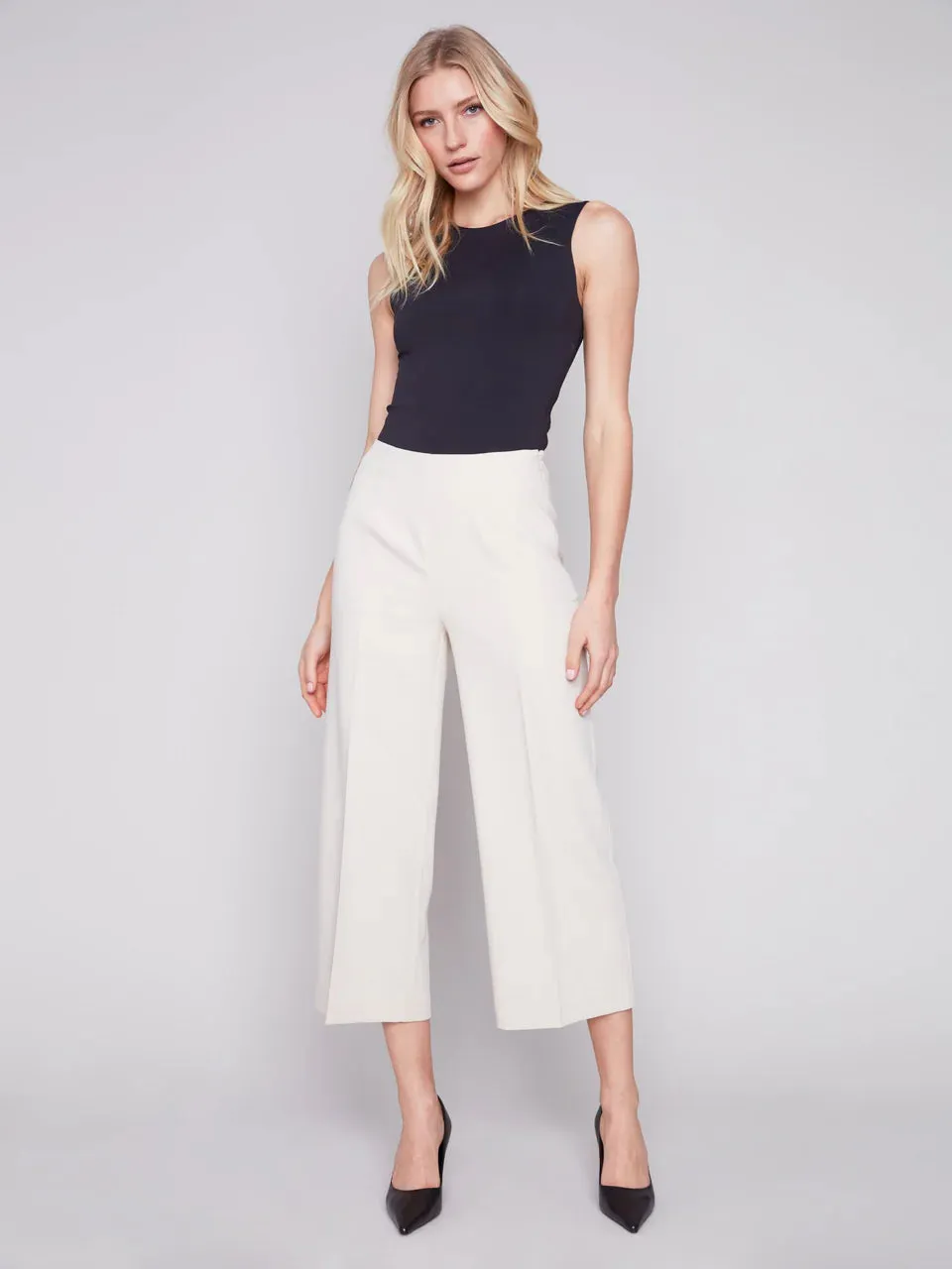 Charlie B Pants With Side Zipper & Wide Leg