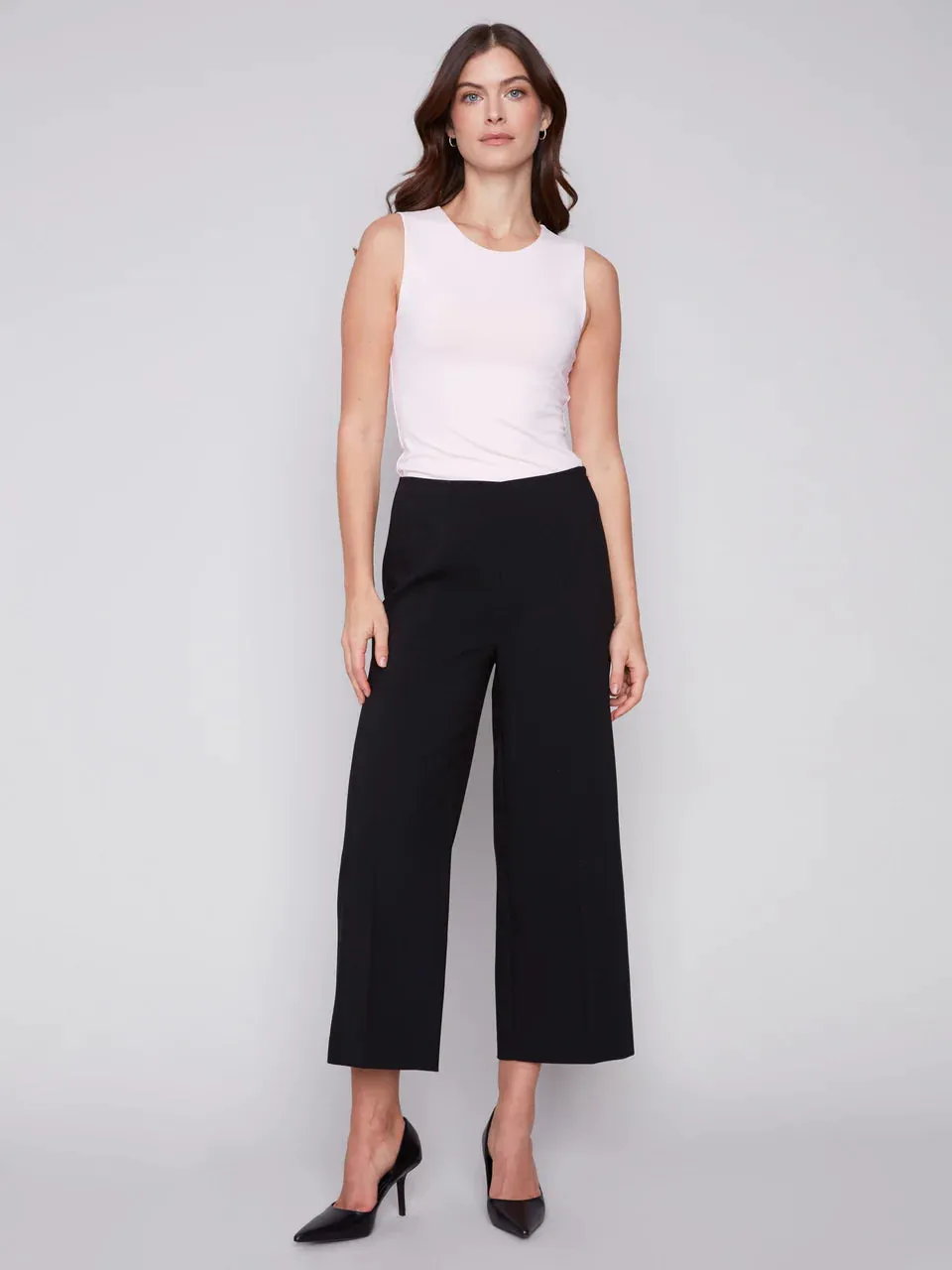 Charlie B Pants With Side Zipper & Wide Leg