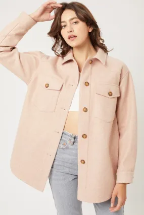 Charlie Fleece Oversized Blush Fall Shacket Jacket