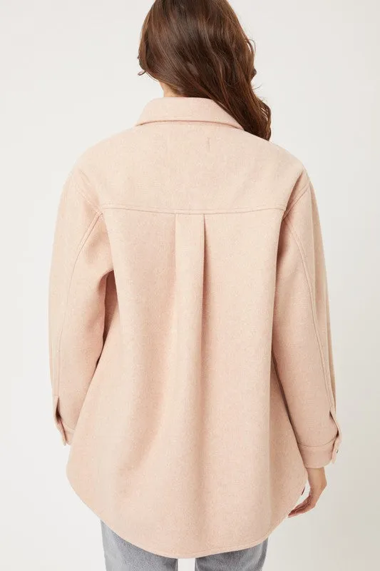 Charlie Fleece Oversized Blush Fall Shacket Jacket