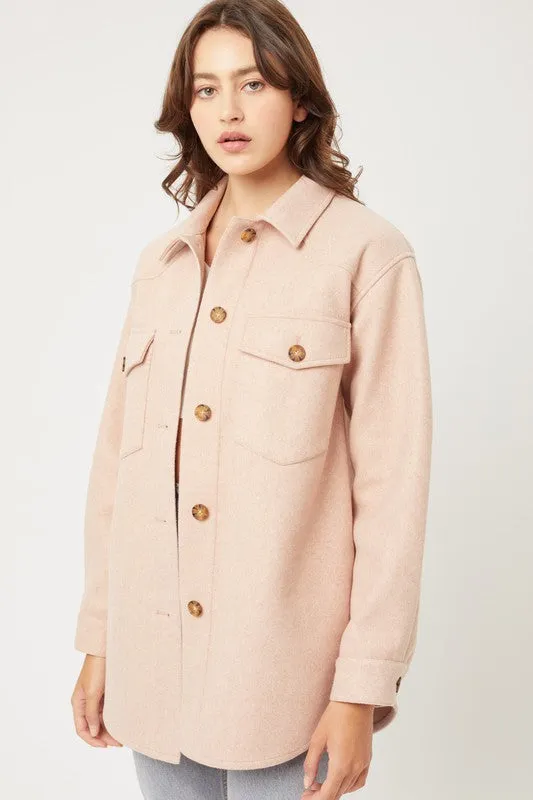 Charlie Fleece Oversized Blush Fall Shacket Jacket