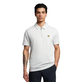 Chevron Zip Polo - Pebble/White