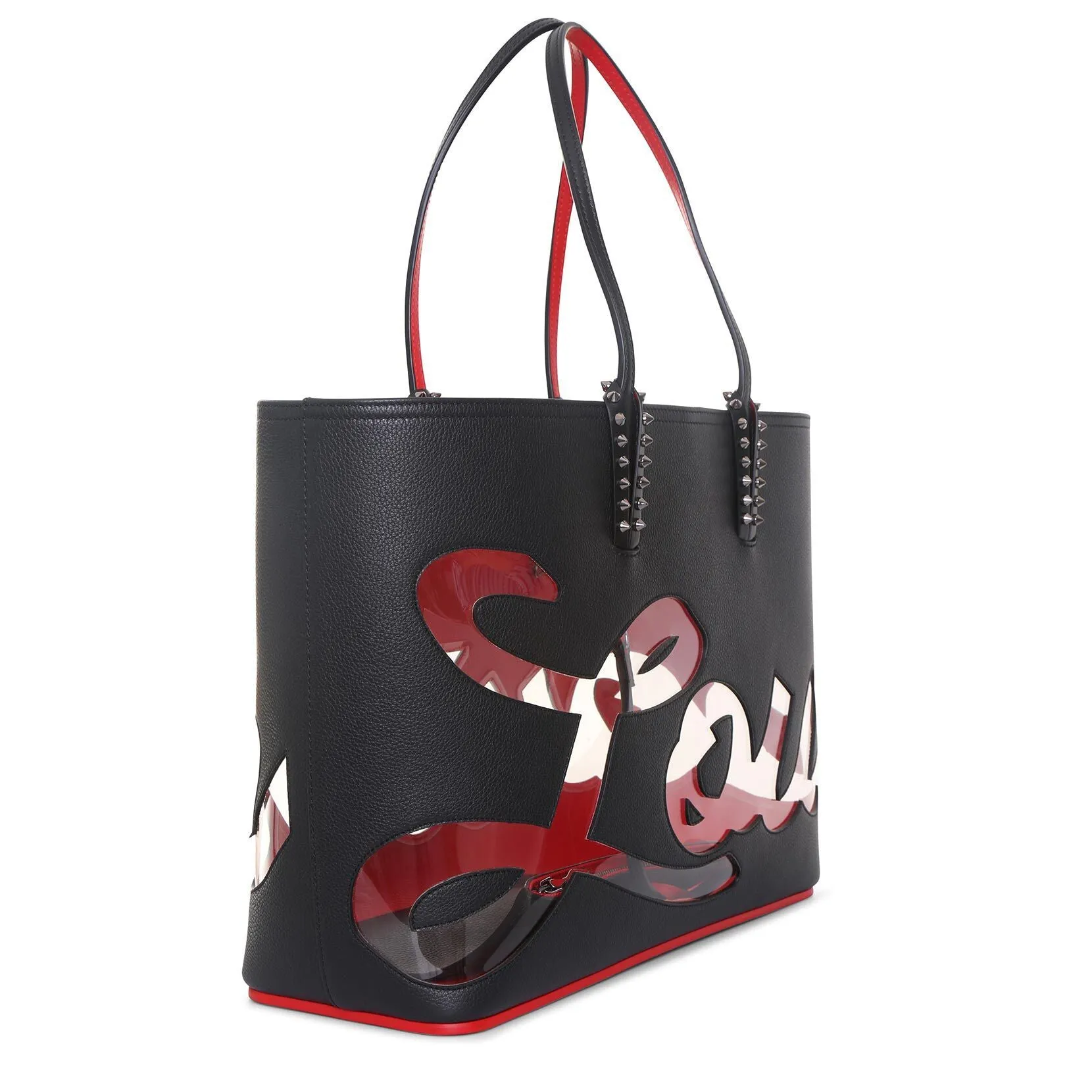 Christian Louboutin Cabata logo transparant black tote