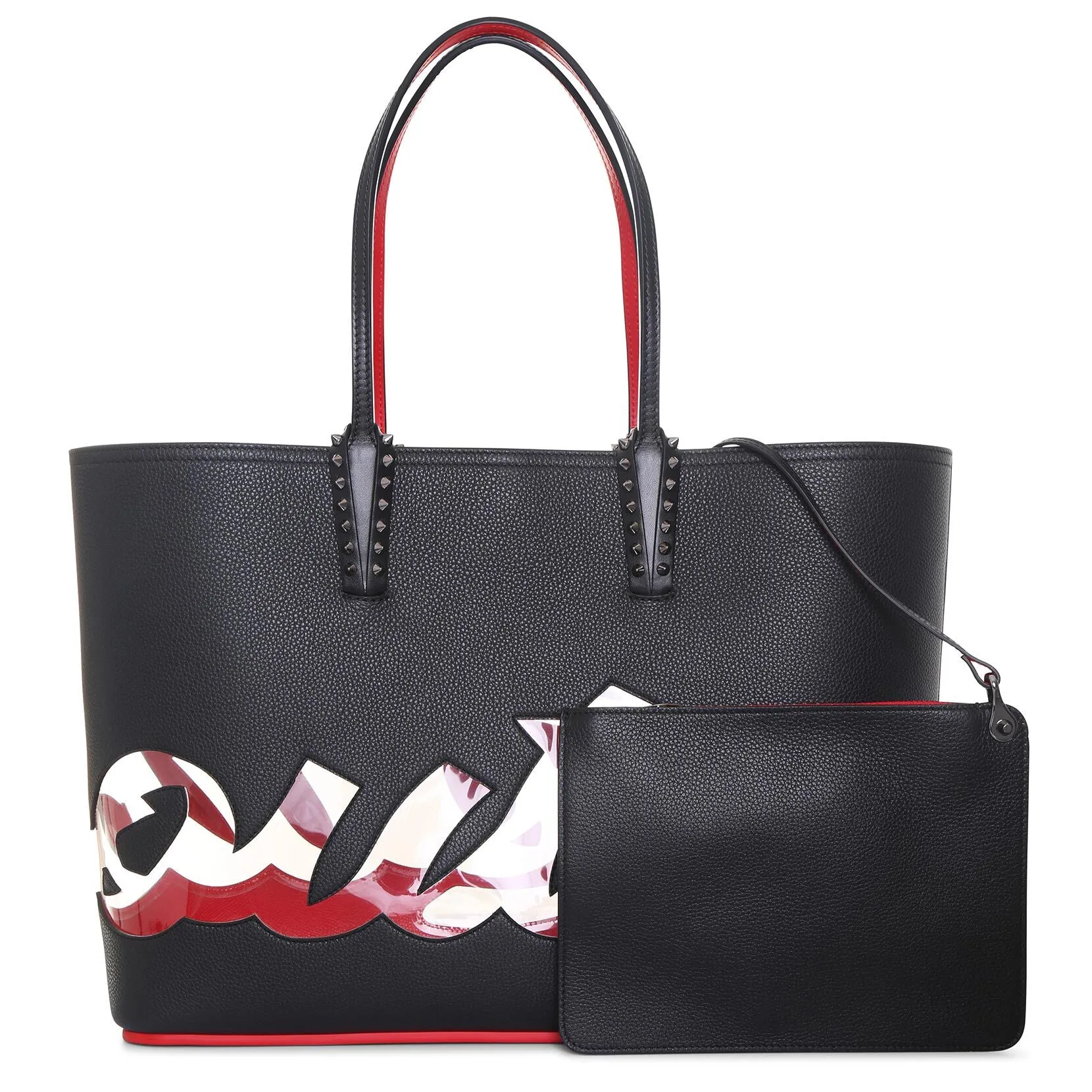 Christian Louboutin Cabata logo transparant black tote