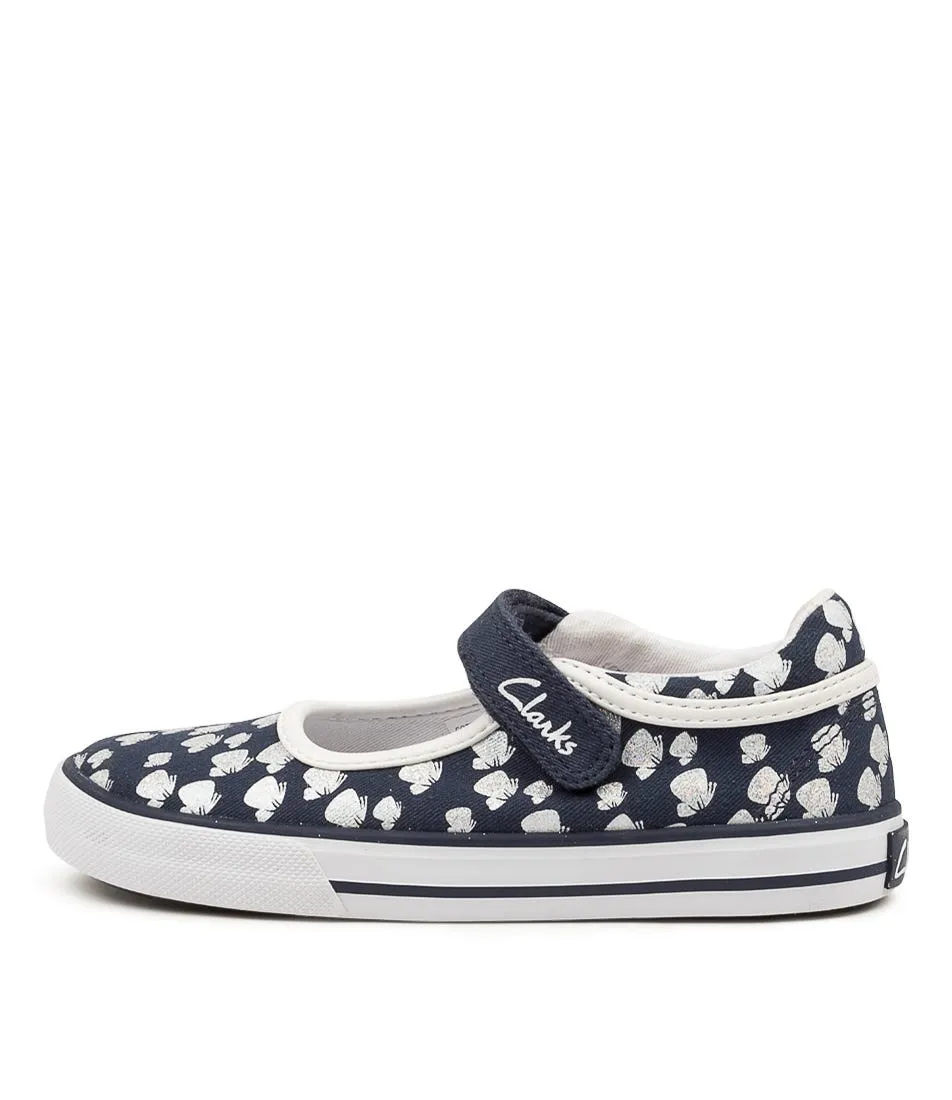 CLARKS Lizzie Tot Navy-white