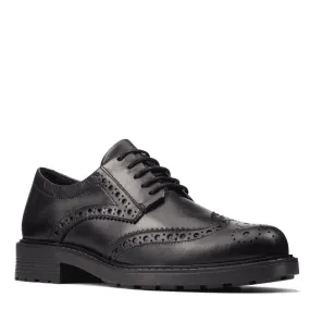 Clarks Orinoco 2 Limit Brogue School Shoe - Black Leather