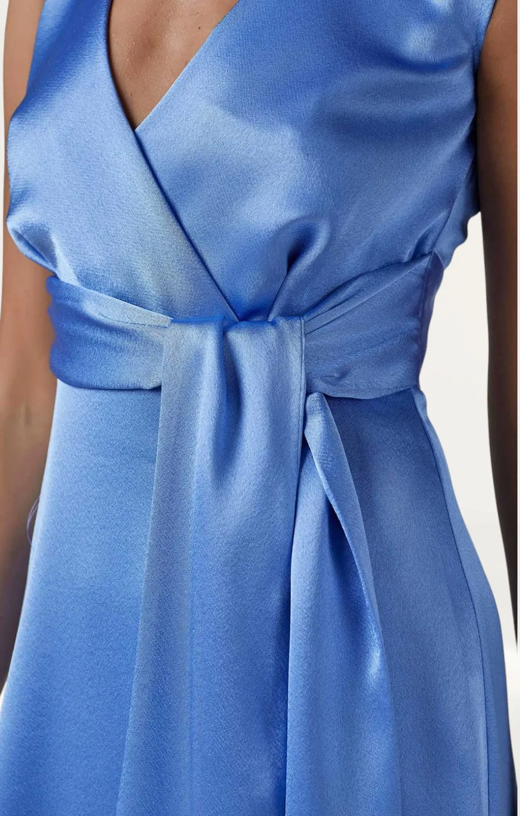 Closet London Blue Wrap A-Line Midi Dress