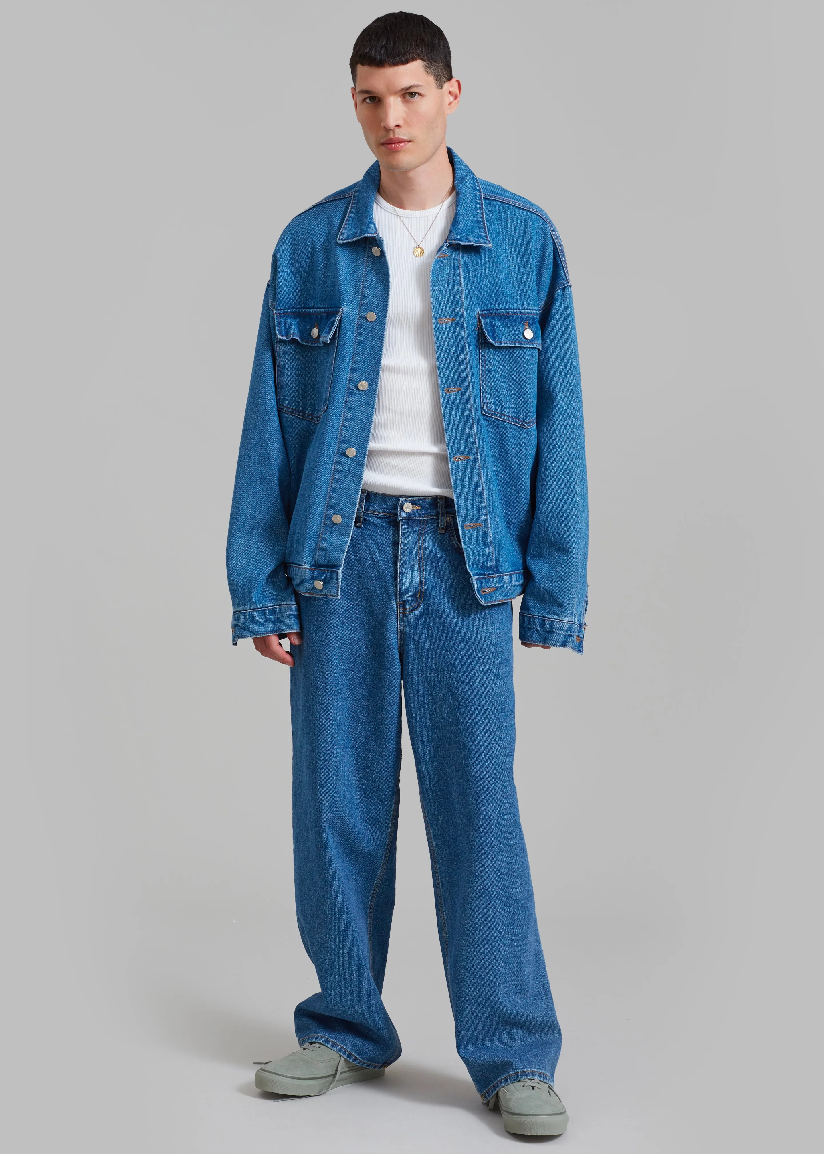 Connor Oversized Denim Jacket - Medium Wash