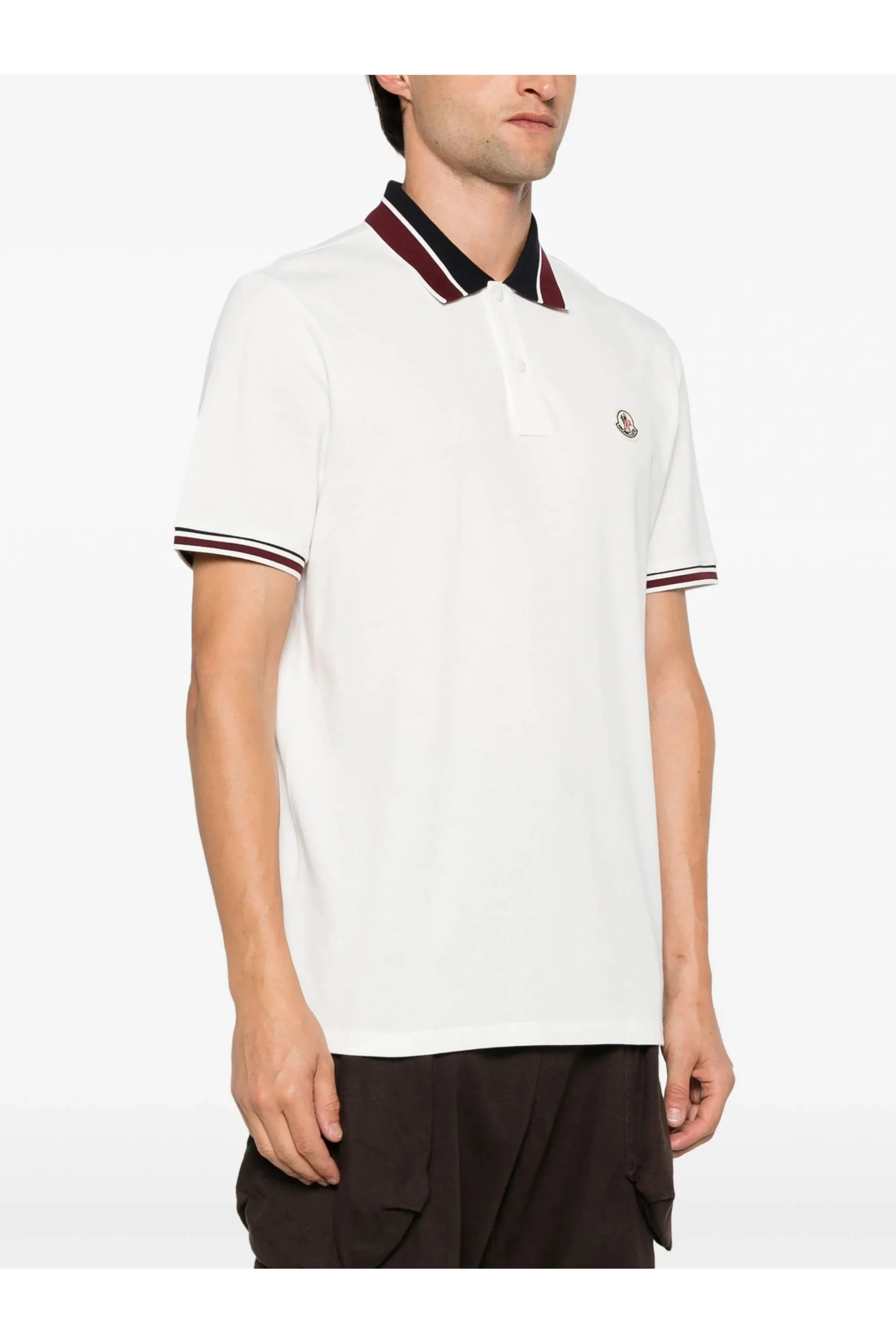 Contrast Collar Trim Polo White