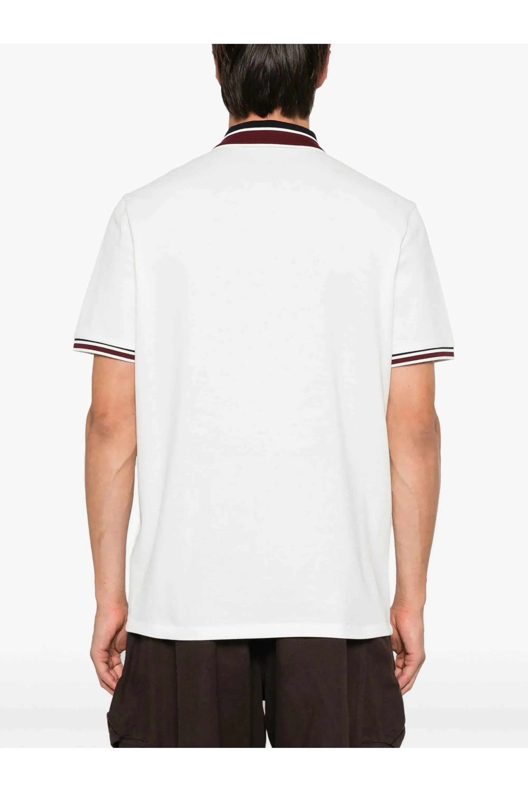 Contrast Collar Trim Polo White