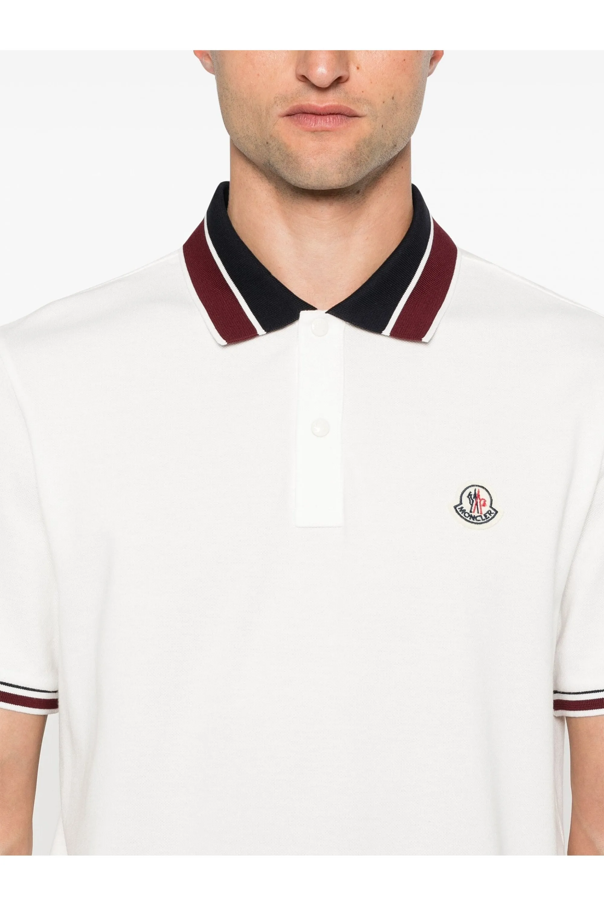 Contrast Collar Trim Polo White