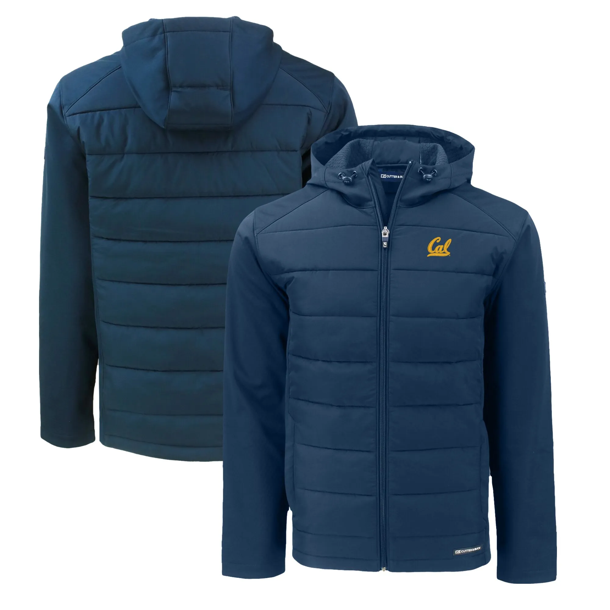 Cutter & Buck  Cal Bears Navy Evoke Hybrid Eco Softshell Recycled Full-Zip Hoodie Jacket