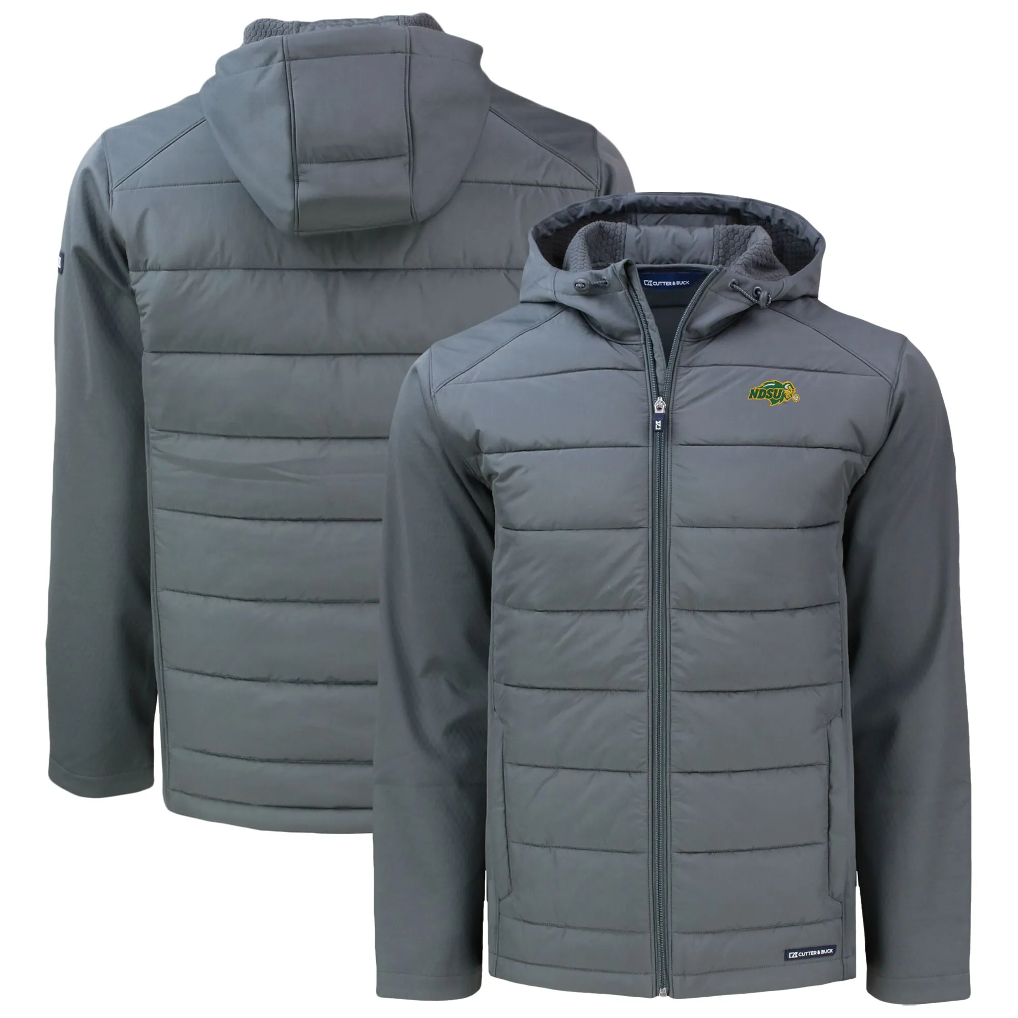 Cutter & Buck NDSU Bison Gray Evoke Hybrid Eco Softshell Recycled Full-Zip Hoodie Jacket