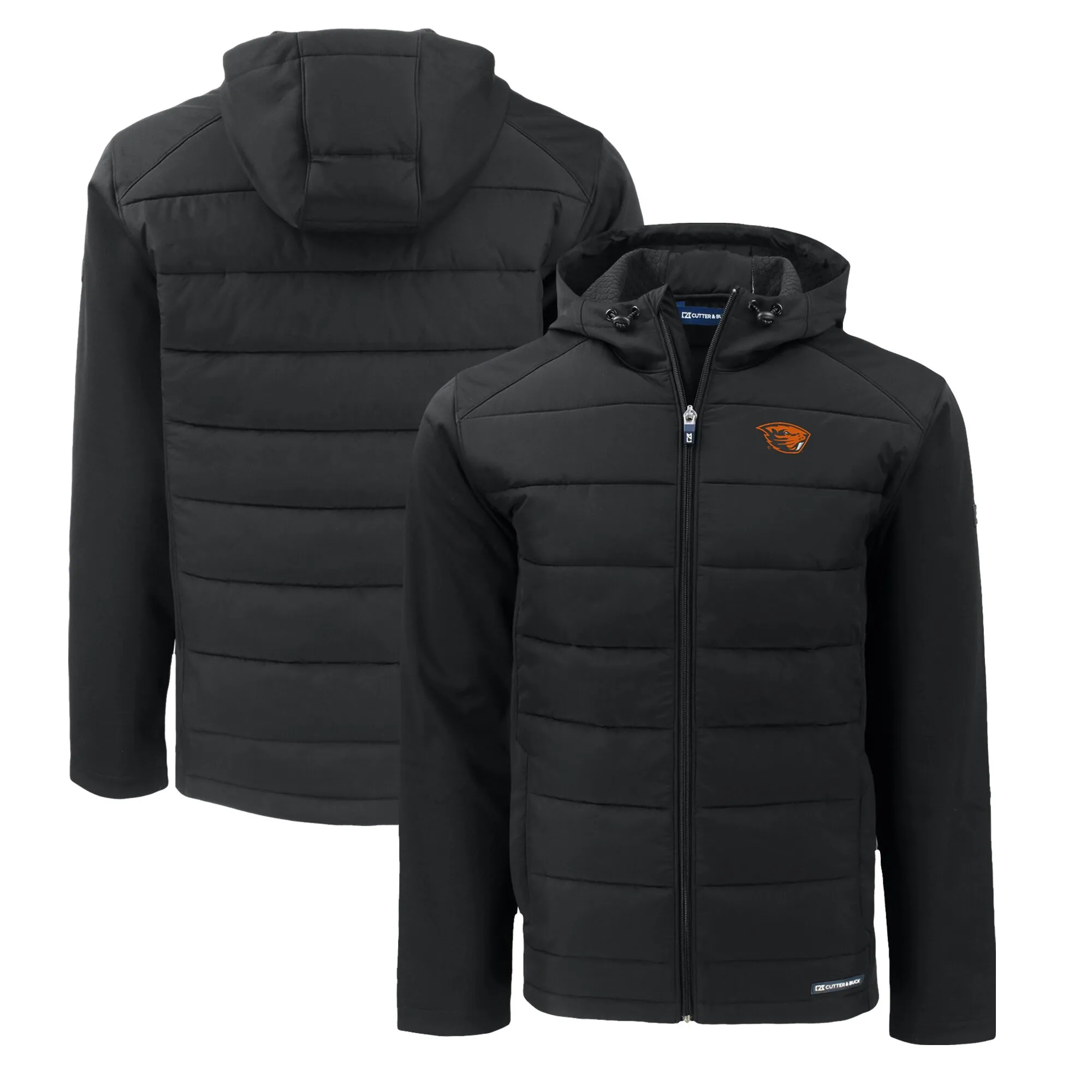 Cutter & Buck  Oregon State Beavers Black Evoke Hybrid Eco Softshell Recycled Full-Zip Hoodie Jacket