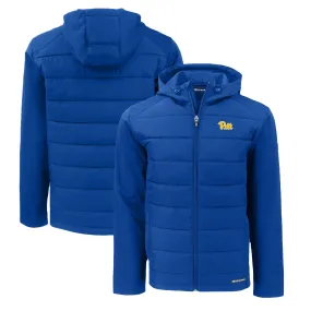 Cutter & Buck  Pitt Panthers Blue Evoke Hybrid Eco Softshell Recycled Full-Zip Hoodie Jacket