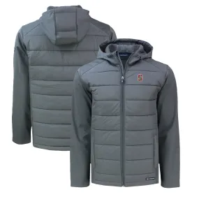 Cutter & Buck  Stanford Cardinal Gray Evoke Hybrid Eco Softshell Recycled Full-Zip Hoodie Jacket