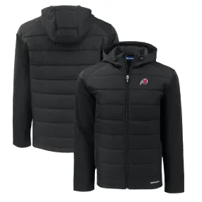 Cutter & Buck  Utah Utes Black Evoke Hybrid Eco Softshell Recycled Full-Zip Hoodie Jacket